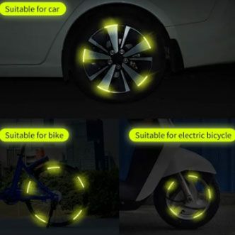 20 Pcs Car Hub Reflective Sticker Car Accessories Decorative Strips General For Use Of Bicycle