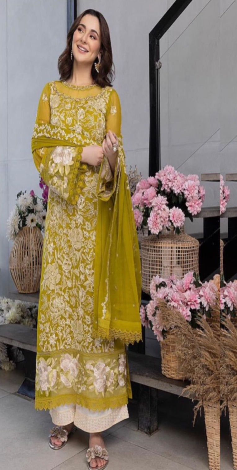 Azure Luxury Chiffon 3pc Suit wholesale price