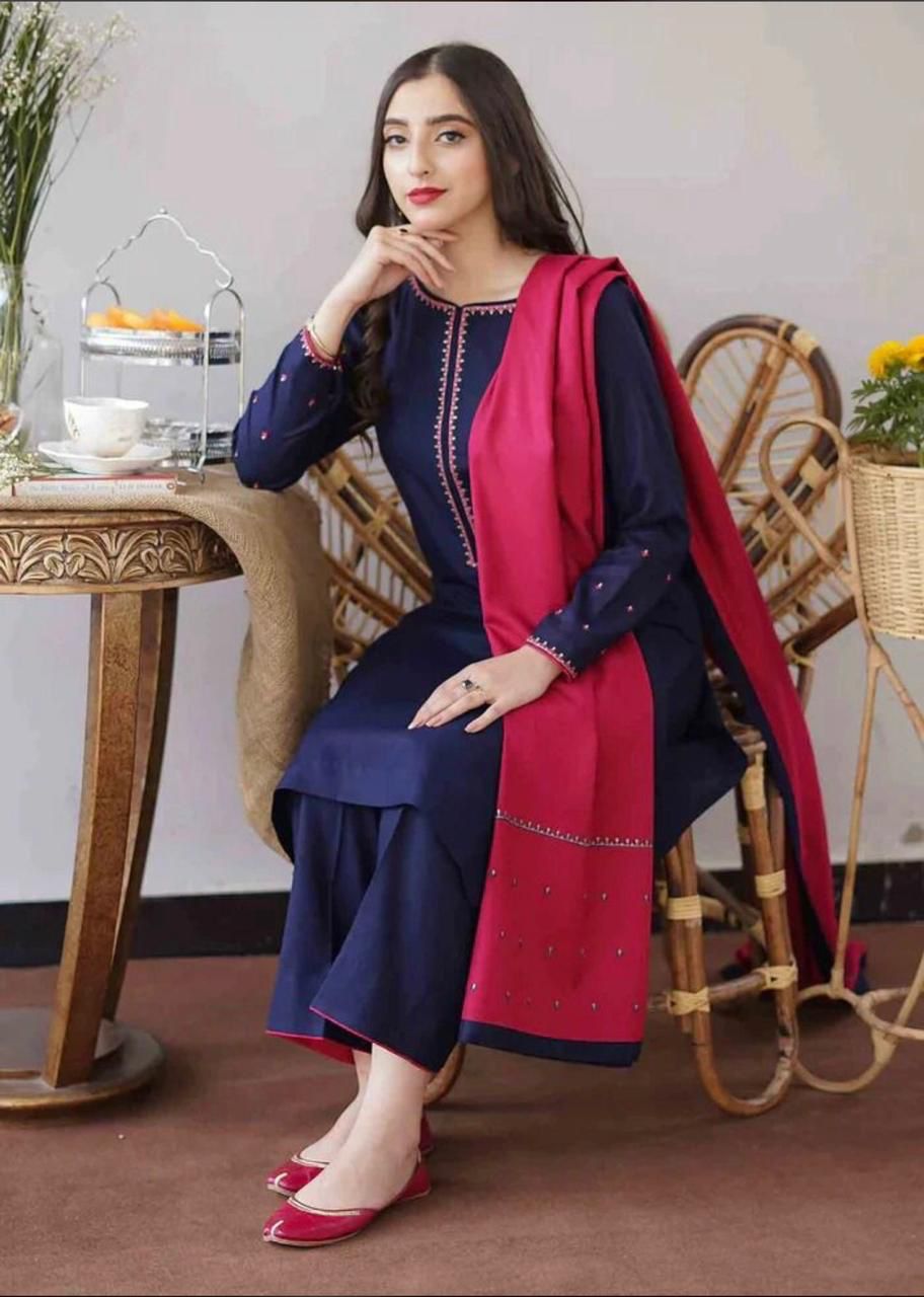 Asling Dhanak Embroidered 3pc suit Wholesale price