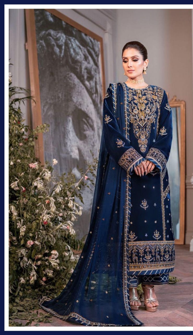 Asim Jofa Velvet Full Embroidered Fancy 3pc wholesale price